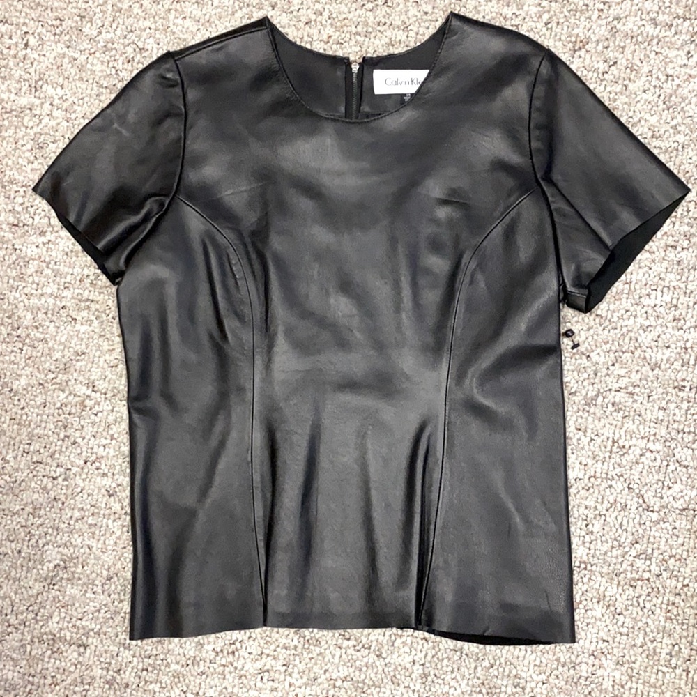 Leather Short Sleeve Top